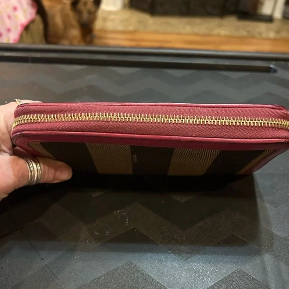 Fendi Black, Brown and Pink Striped Wallet - Picture 3 of 6